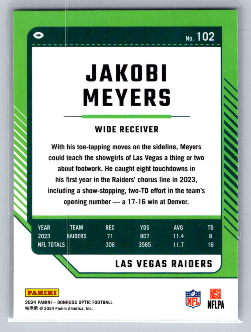 2024 Donruss Optic #102 Jakobi Meyers Las Vegas Raiders