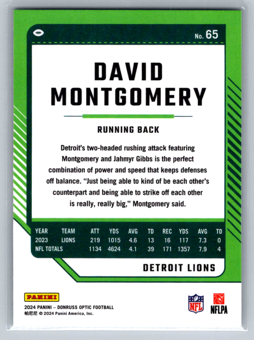 2024 Donruss Optic #65 David Montgomery Detroit Lions
