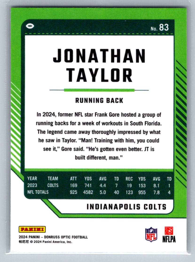 2024 Donruss Optic #83 Jonathan Taylor Indianapolis Colts