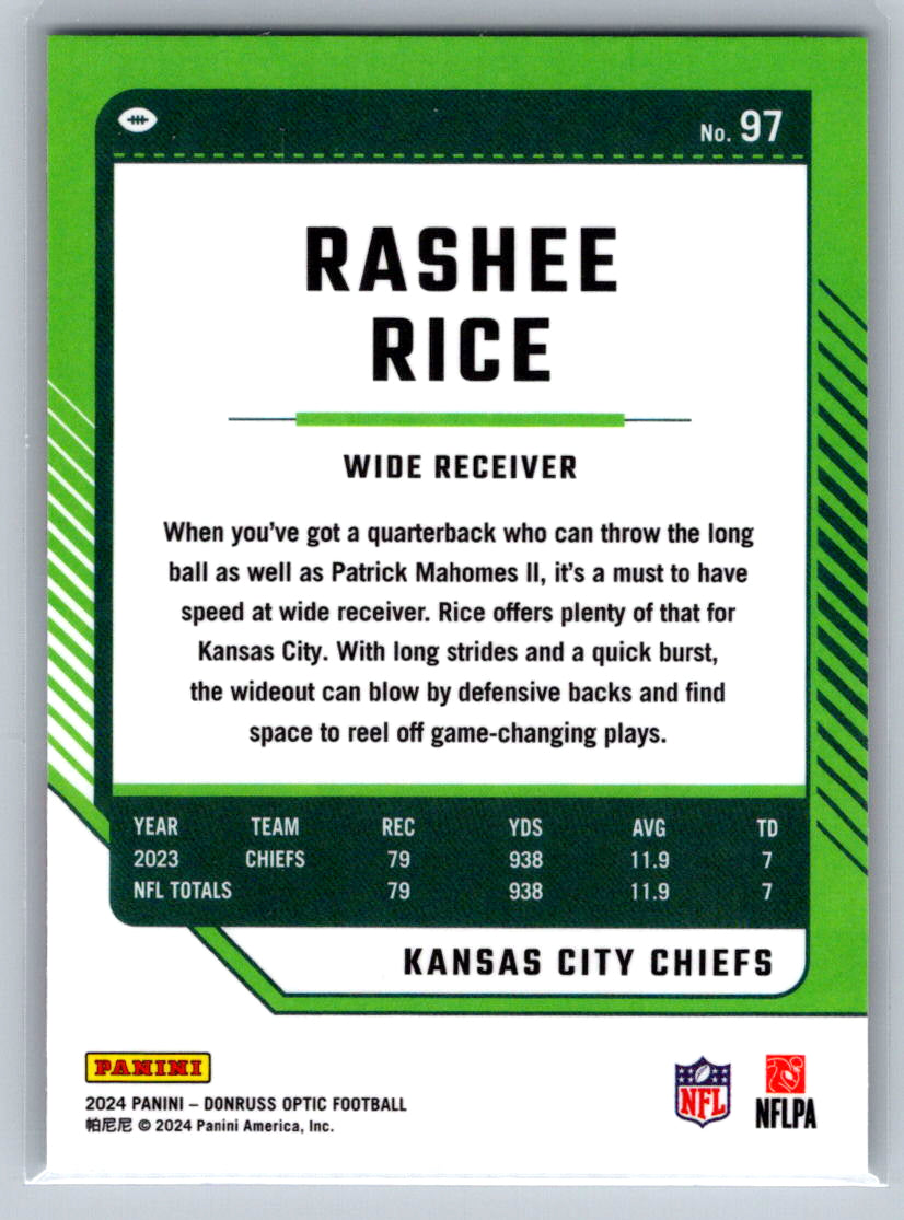 2024 Donruss Optic #97 Rashee Rice Kansas City Chiefs