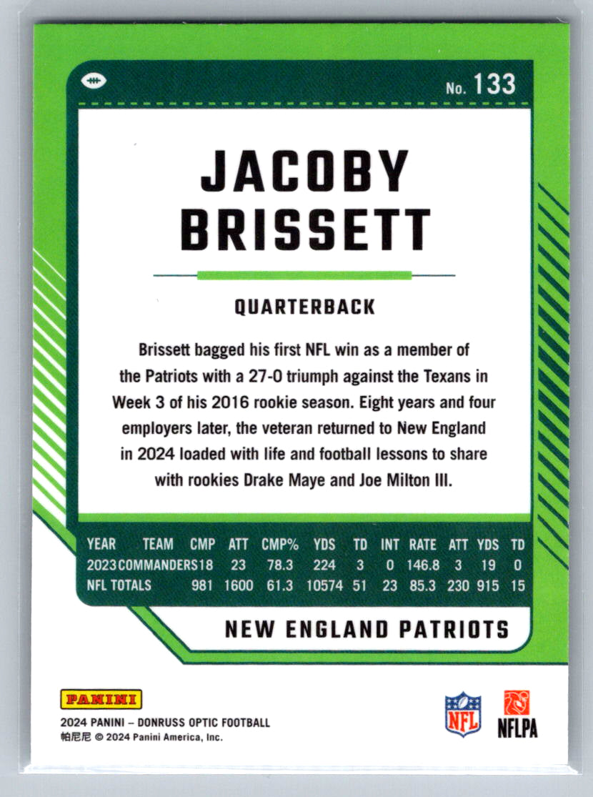 2024 Donruss Optic #133 Jacoby Brissett New England Patriots