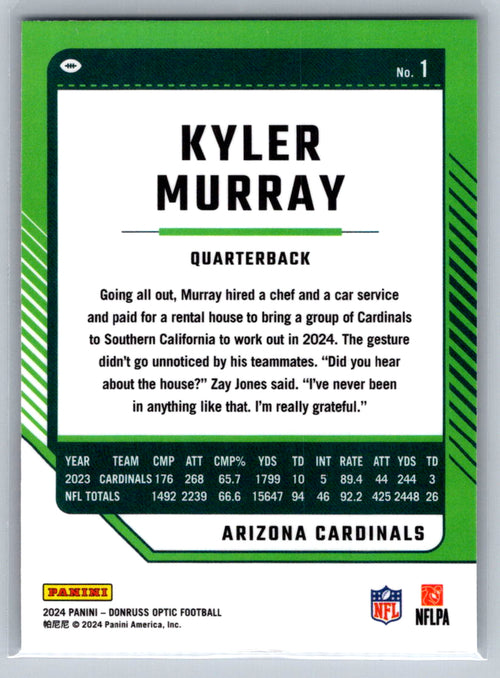 2024 Donruss Optic #1 Kyler Murray Arizona Cardinals