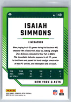 2024 Donruss Optic #149 Isaiah Simmons New York Giants