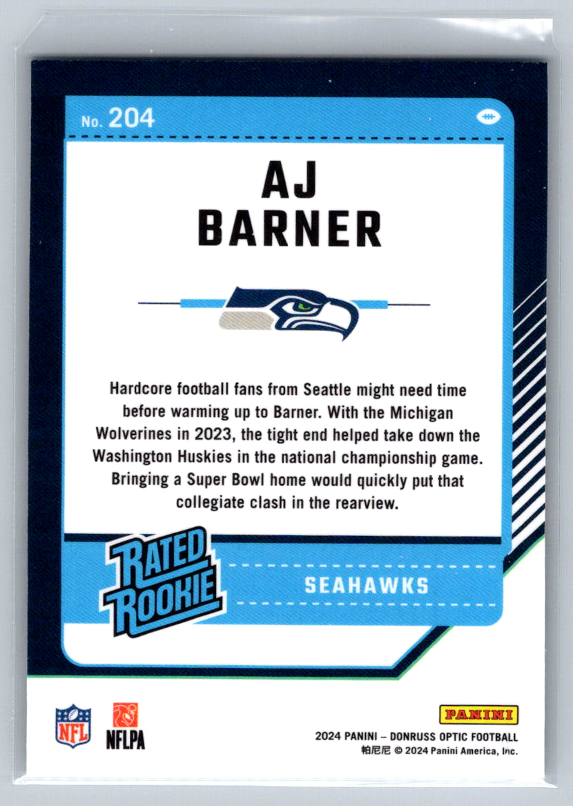 2024 Donruss Optic #204 AJ Barner Seattle Seahawks