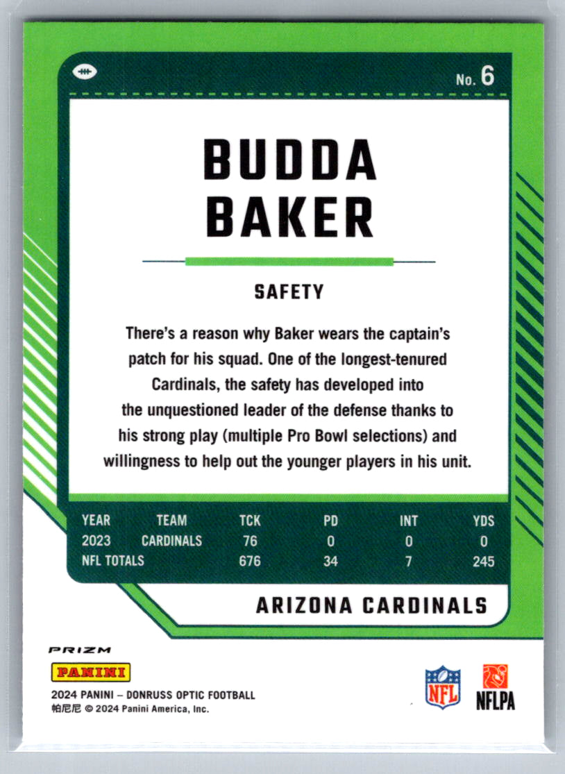 2024 Donruss Optic #6 Budda Baker Holo Arizona Cardinals