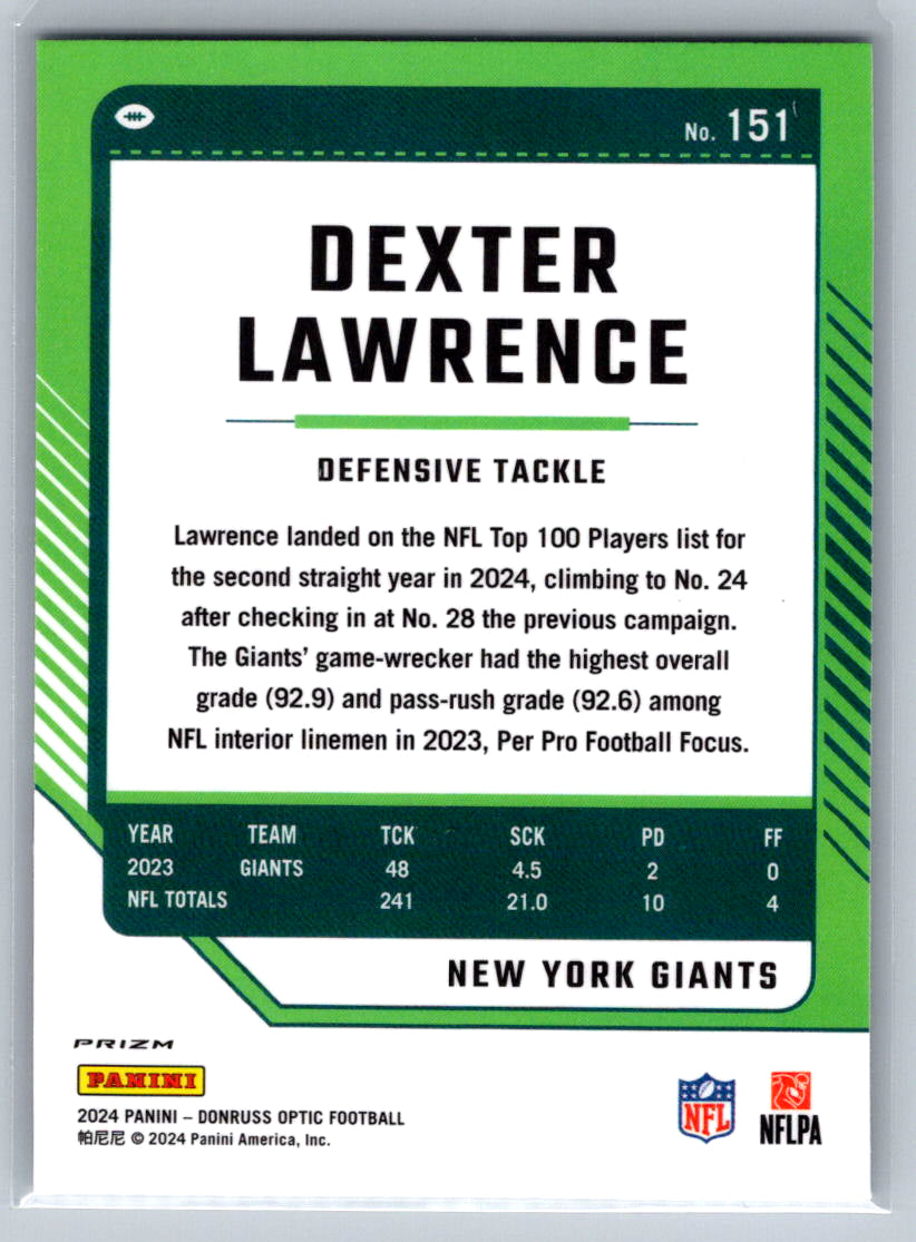 2024 Donruss Optic #151 Dexter Lawrence Holo New York Giants