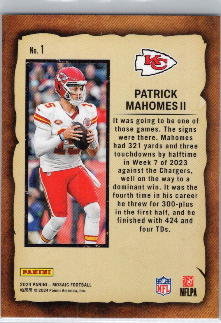 2024 Panini Mosaic #1 Patrick Mahomes II Notoriety Kansas City Chiefs