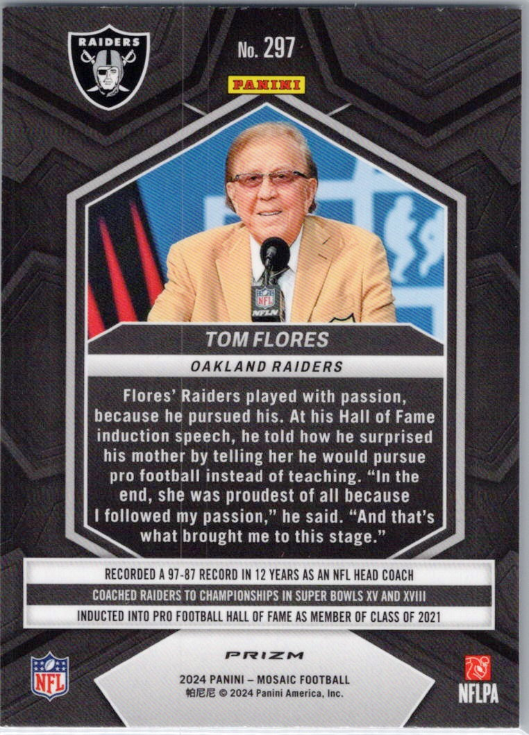2024 Panini Mosaic #297 Tom Flores Mosaic Oakland Raiders