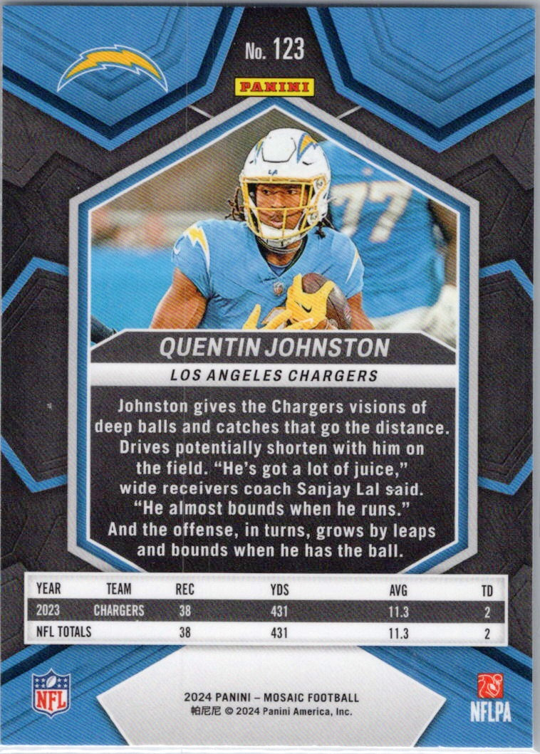 2024 Panini Mosaic #123 Quentin Johnston Los Angeles Chargers
