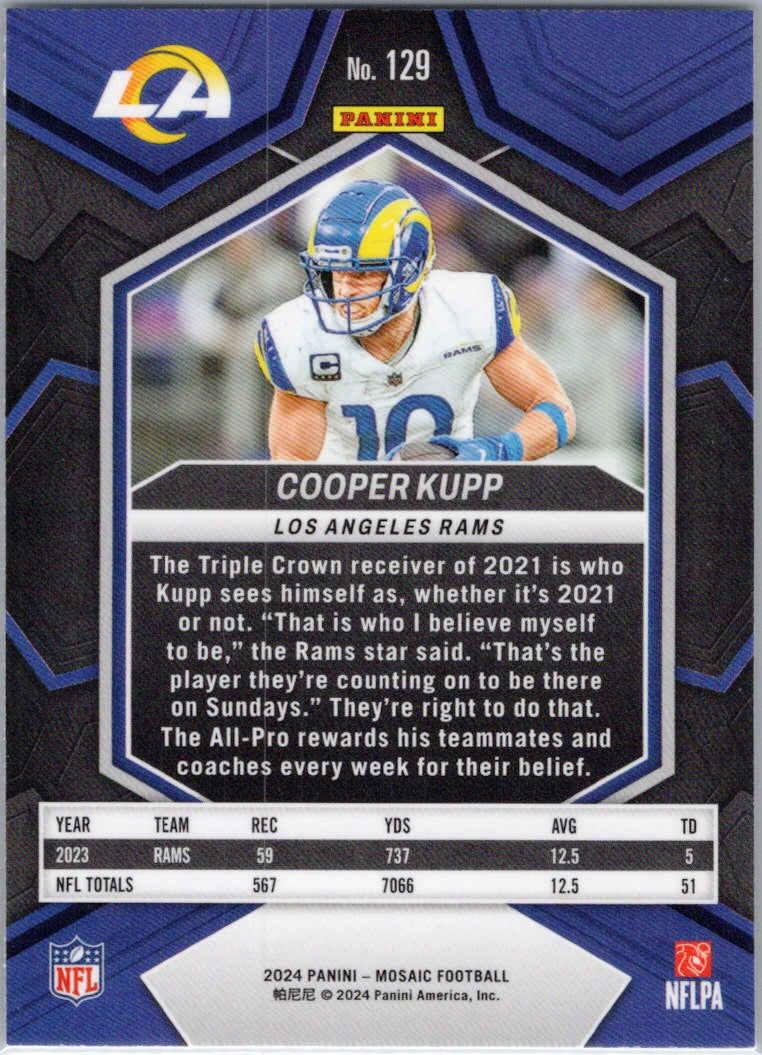 2024 Panini Mosaic #129 Cooper Kupp Los Angeles Rams