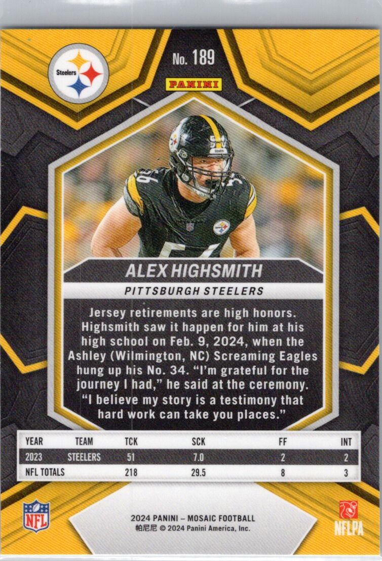 2024 Panini Mosaic #189 Alex Highsmith Pittsburgh Steelers
