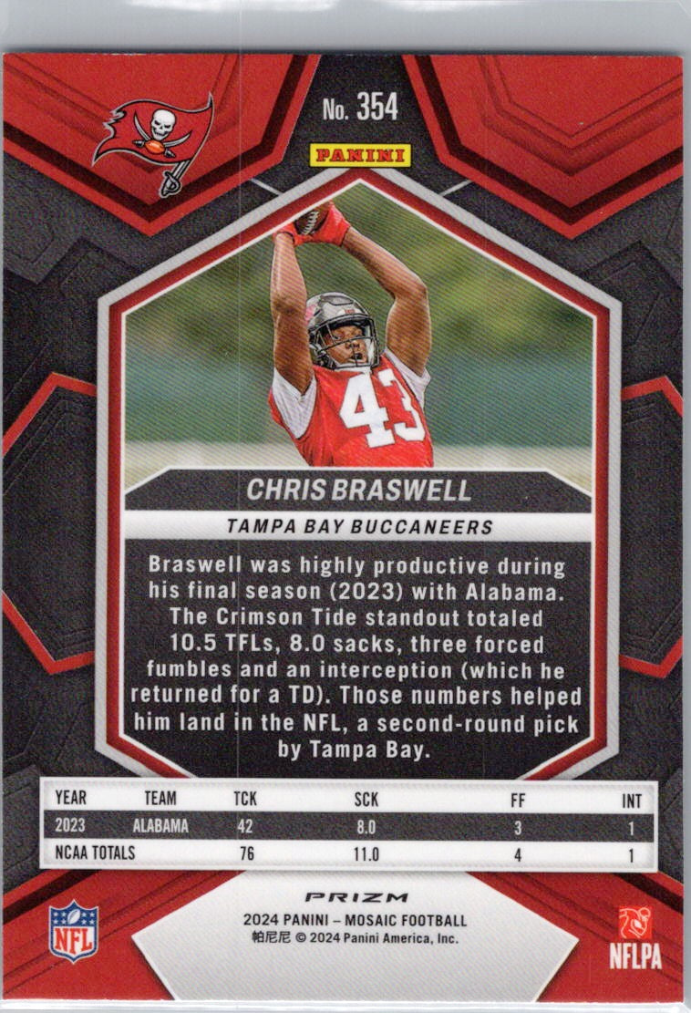 2024 Panini Mosaic #354 Chris Braswell Silver Tampa Bay Buccaneers