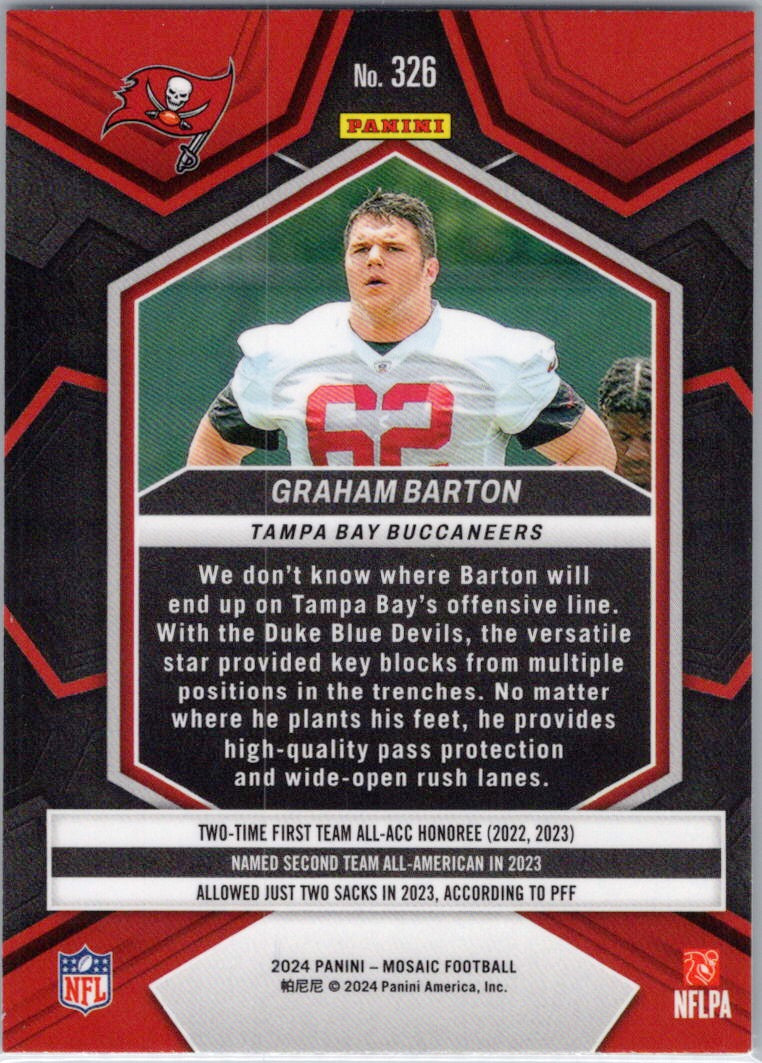 2024 Panini Mosaic #326 Graham Barton Tampa Bay Buccaneers