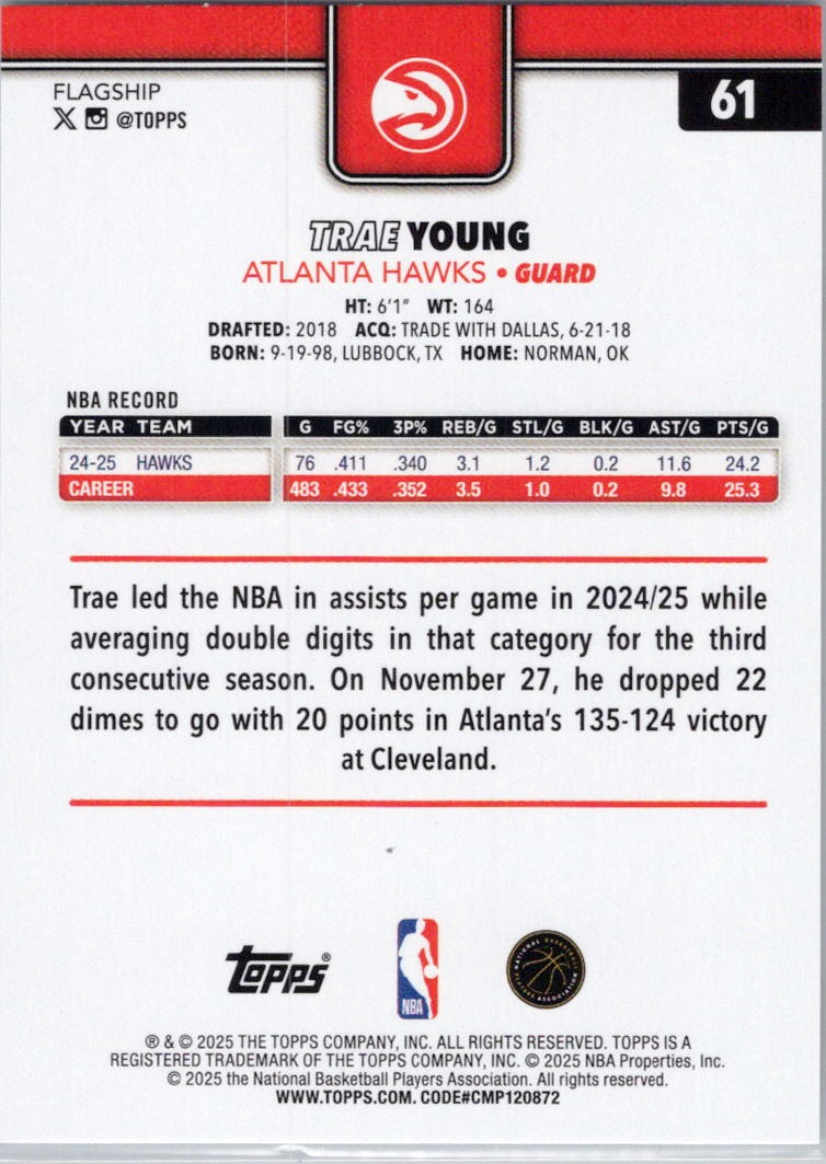 2025-26 Topps #61 Trae Young Atlanta Hawks