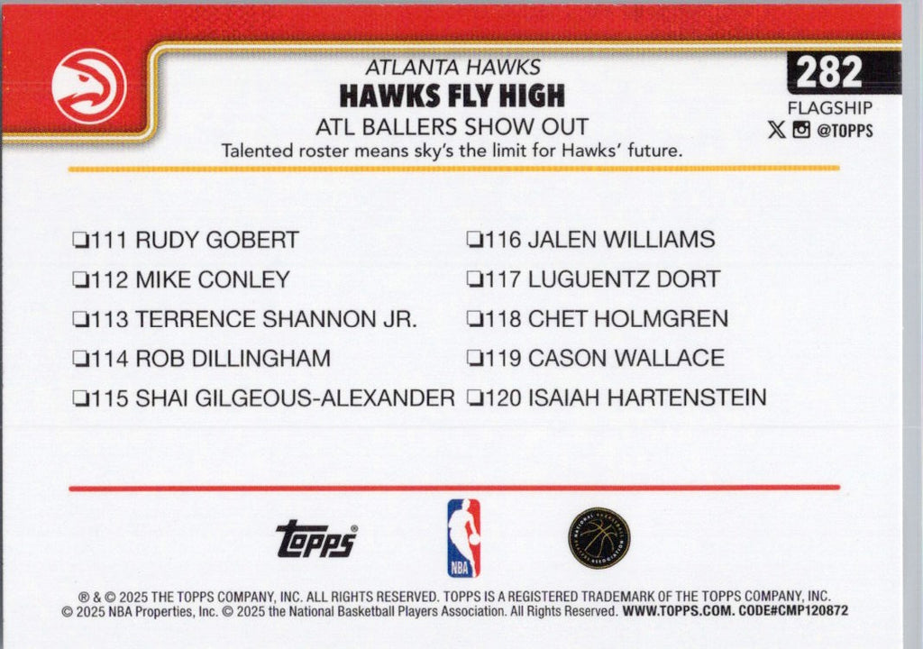 2025-26 Topps #282 Hawks Fly High: ATL Ballers Show Out Atlanta Hawks