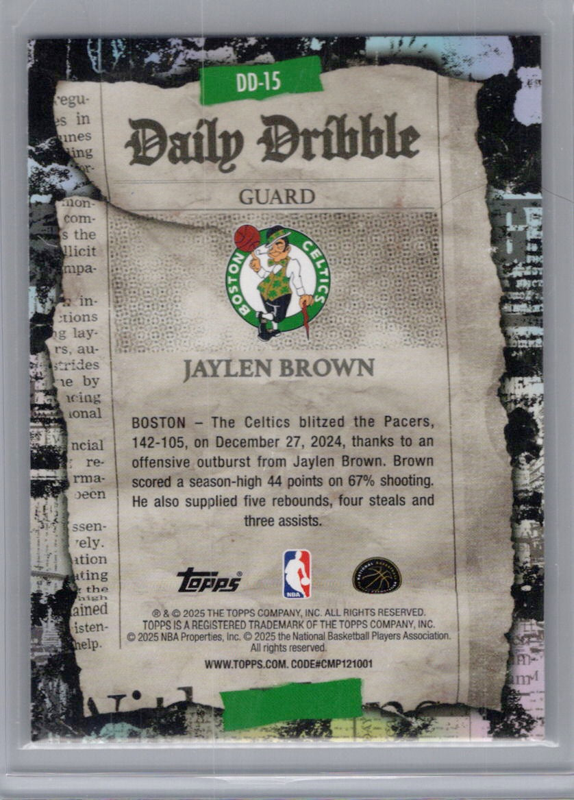 2025-26 Topps #DD-15 Jaylen Brown The Daily Dribble Boston Celtics