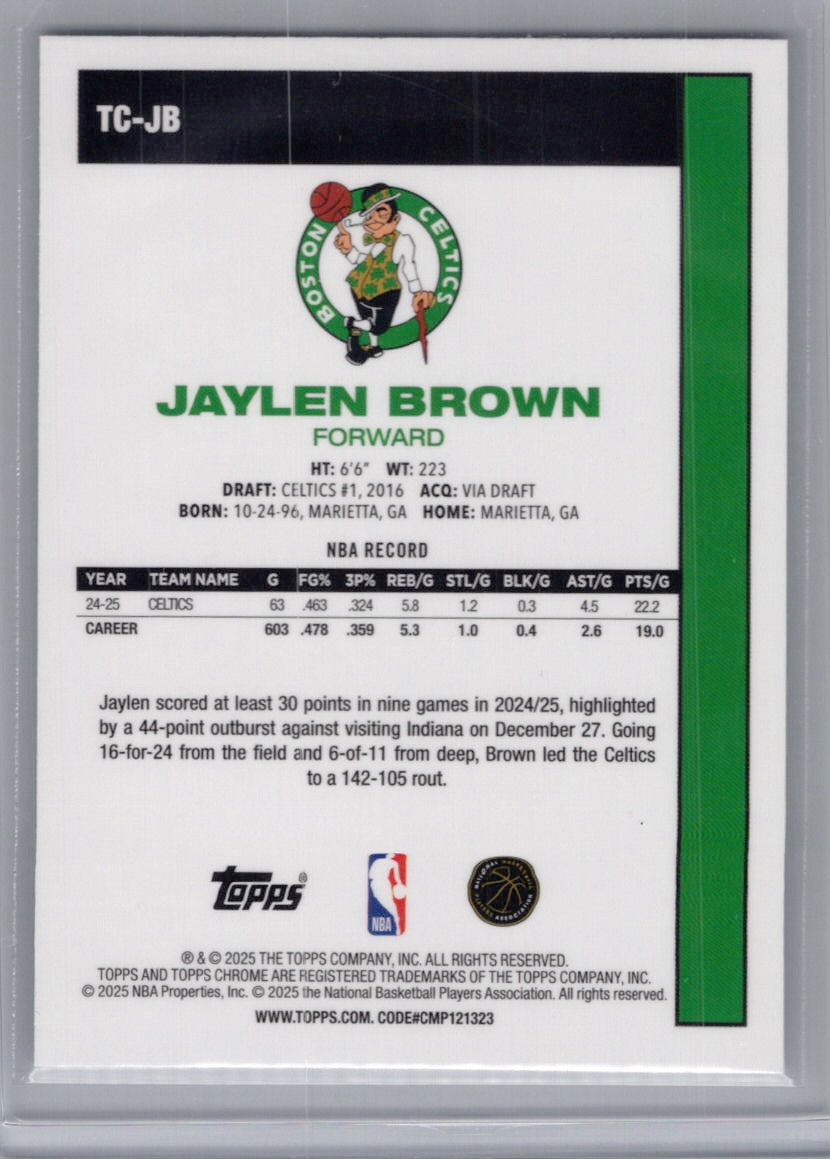 2025-26 Topps #TC-JB Jaylen Brown 1980-81 Topps Chrome Basketball Boston Celtics