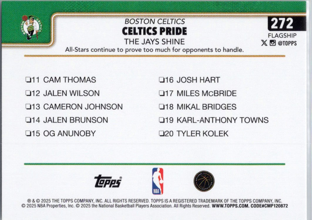 2025-26 Topps #272 Celtics Pride: The Jays Shine Boston Celtics