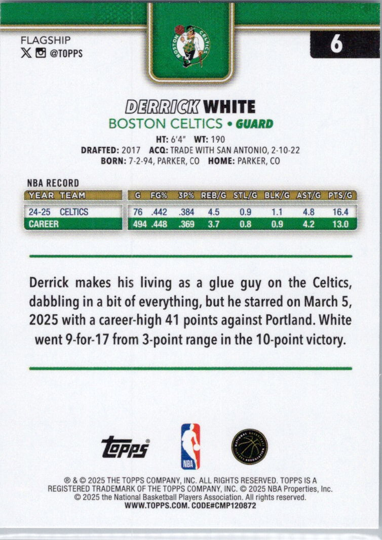 2025-26 Topps #6 Derrick White Boston Celtics
