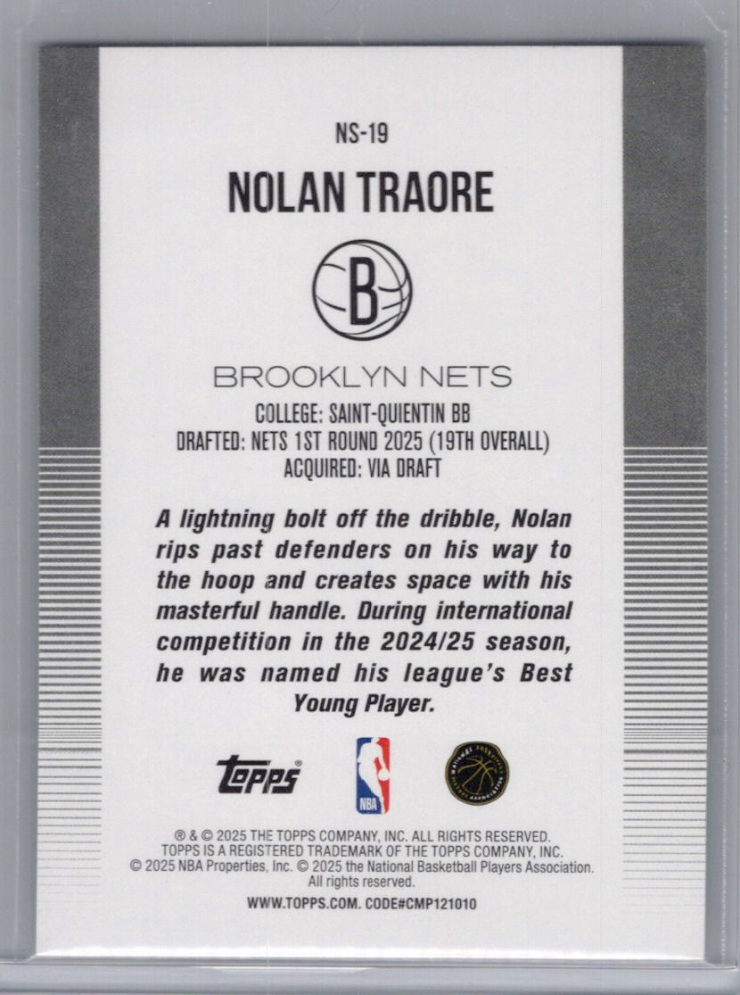 2025-26 Topps #NS-19 Nolan Traore New School Brooklyn Nets