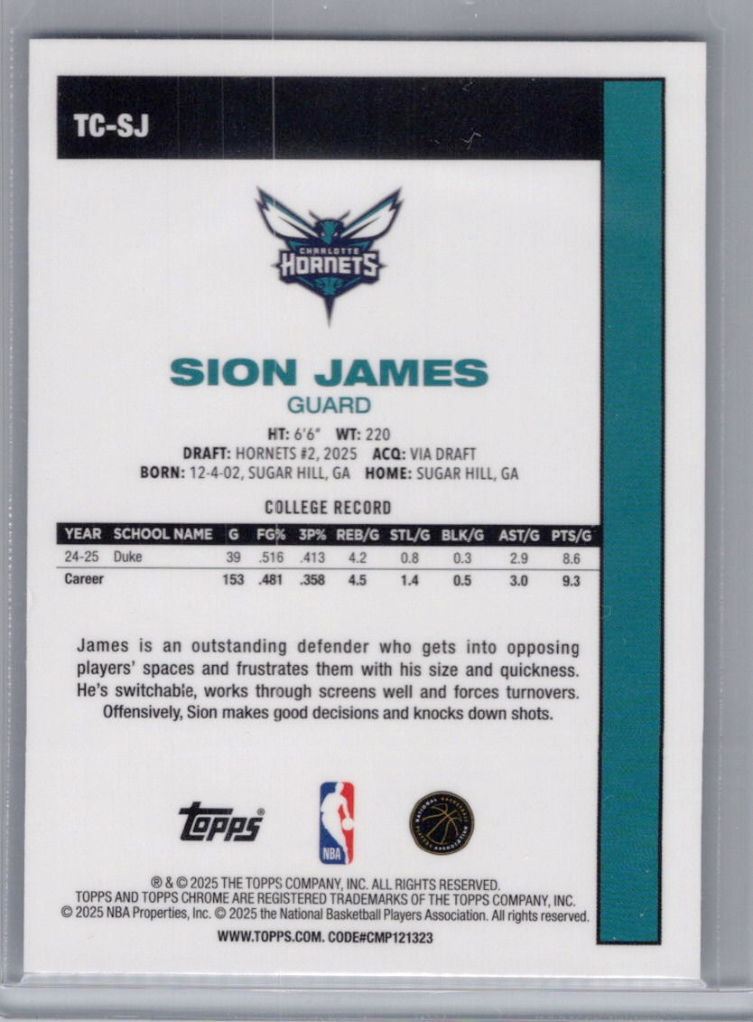 2025-26 Topps #TC-SJ Sion James 1980-81 Topps Chrome Blue Mojo Refractor #/150