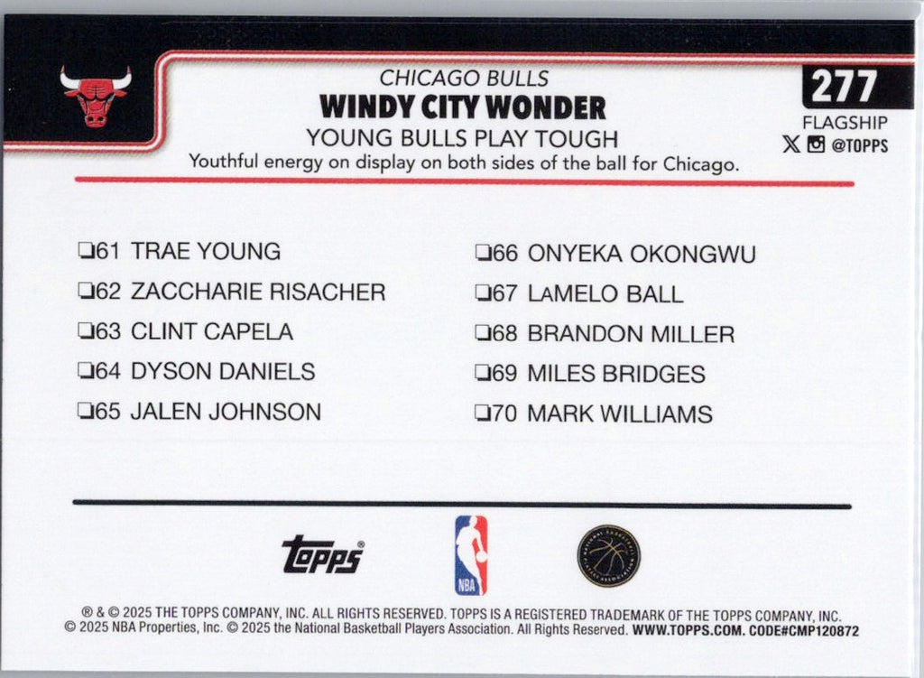 2025-26 Topps #277 Windy City Wonder: Young Bulls Play Tough Chicago Bulls