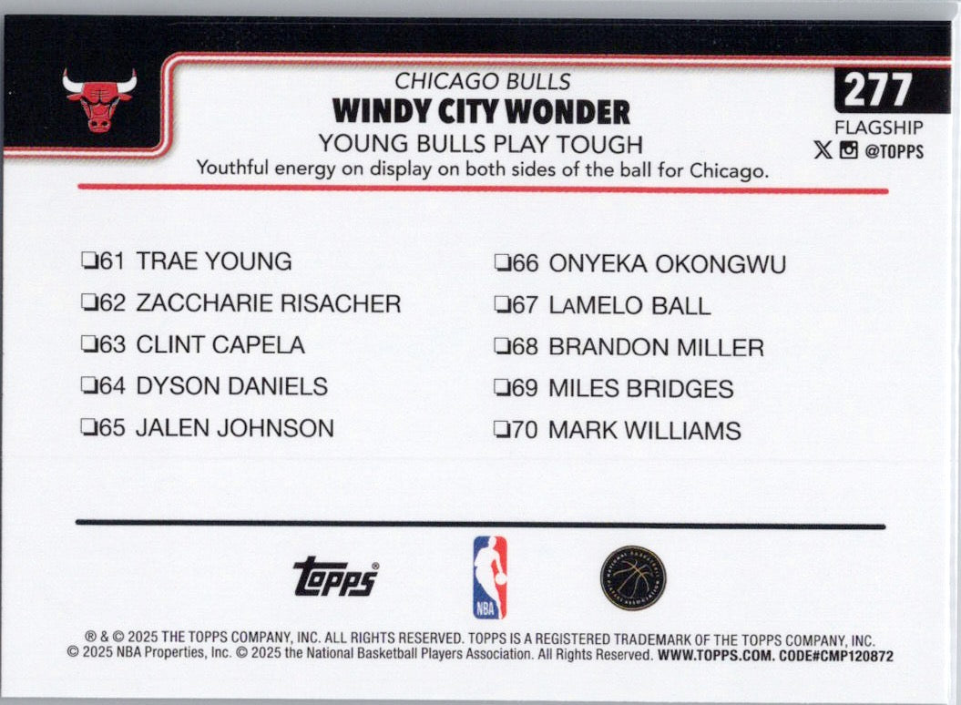 2025-26 Topps #277 Windy City Wonder: Young Bulls Play Tough Chicago Bulls