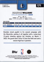 2025-26 Topps #171 Brandon Williams Dallas Mavericks