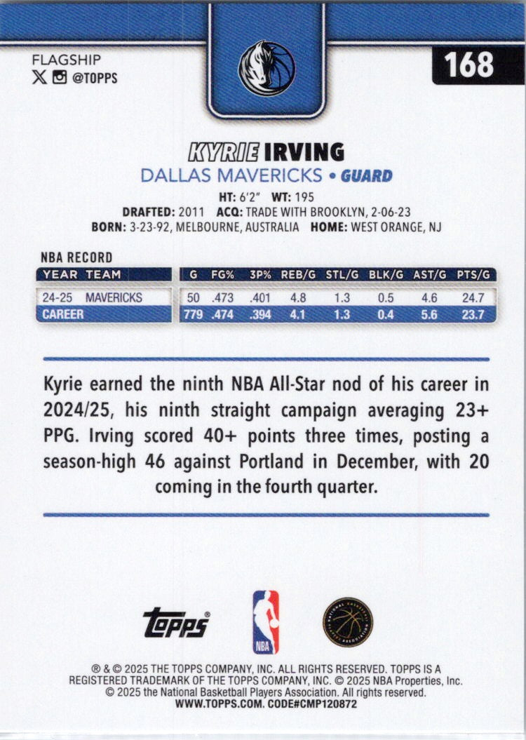 2025-26 Topps #168 Kyrie Irving Dallas Mavericks