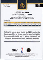 2025-26 Topps #107 Jalen Pickett Denver Nuggets