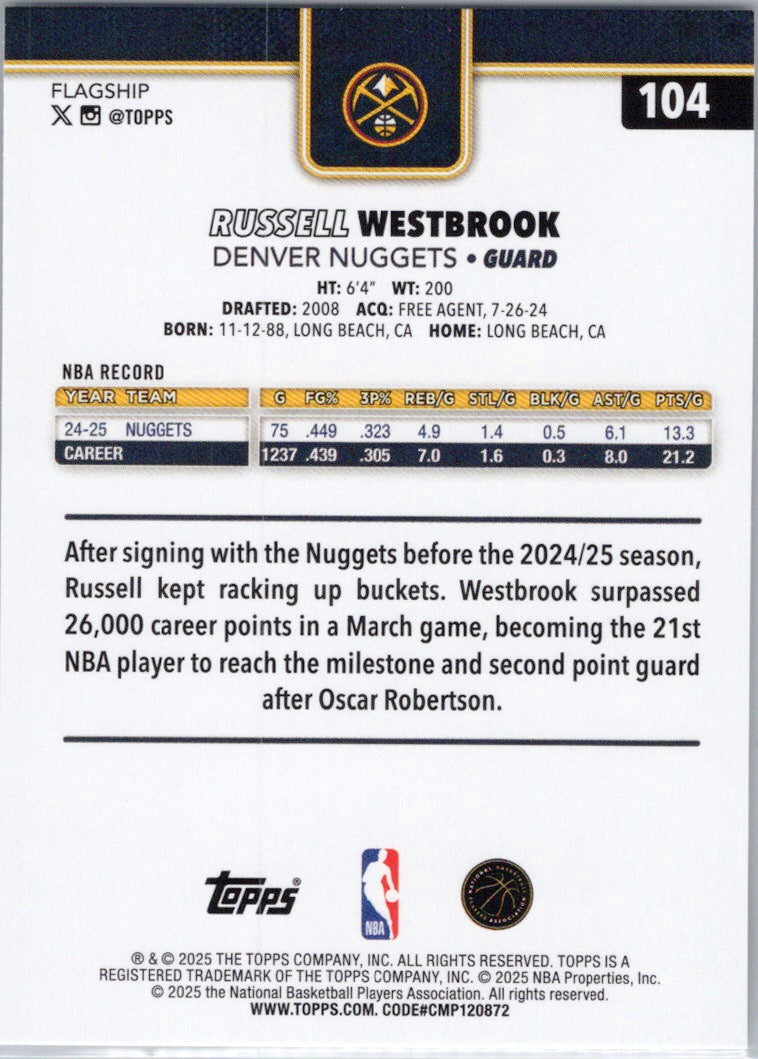 2025-26 Topps #104 Russell Westbrook Denver Nuggets