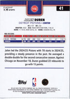 2025-26 Topps #41 Jalen Duren Detroit Pistons