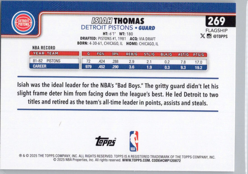 2025-26 Topps #269 Isiah Thomas Detroit Pistons