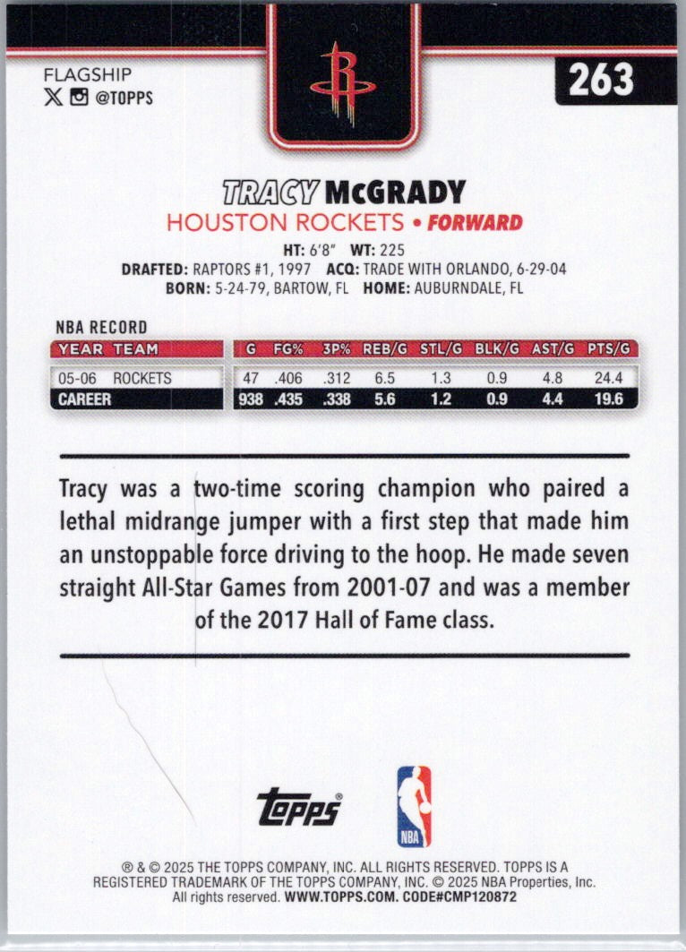 2025-26 Topps #263 Tracy McGrady Houston Rockets