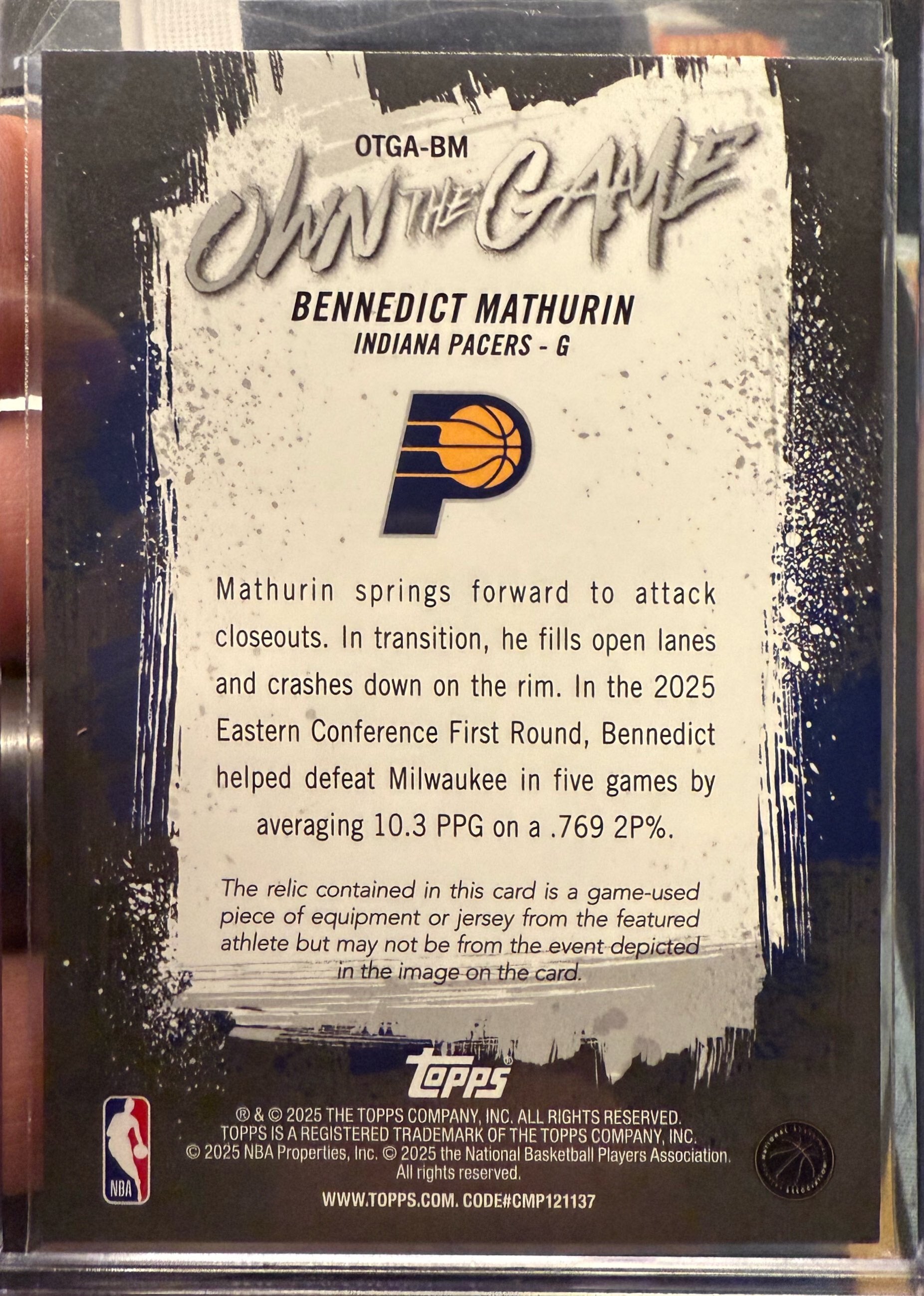 2025-26 Topps #OTGA-BM Bennedict Mathurin Own the Game Indiana Pacers