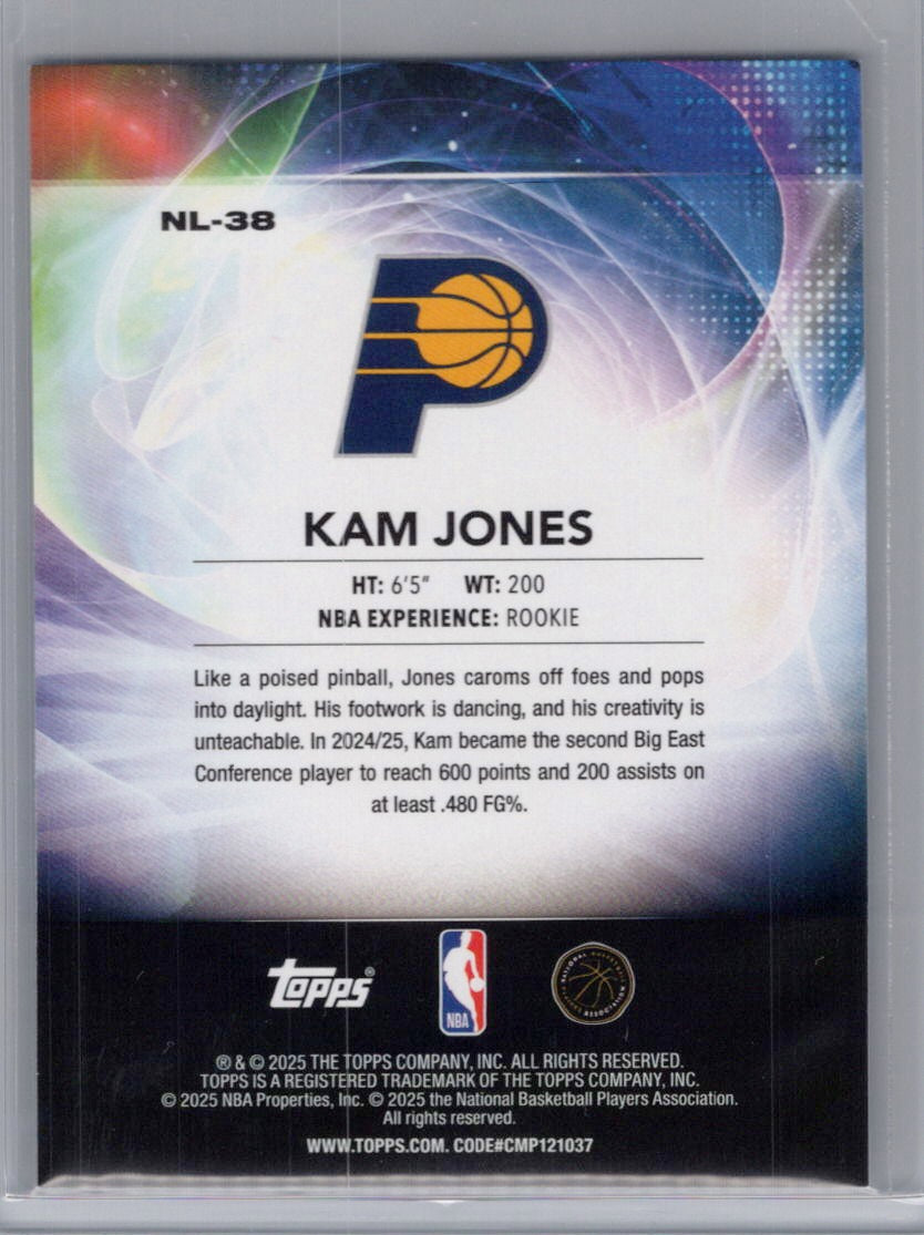 2025-26 Topps #NL-38 Kam Jones No Limit Indiana Pacers