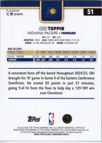 2025-26 Topps #51 Obi Toppin Indiana Pacers