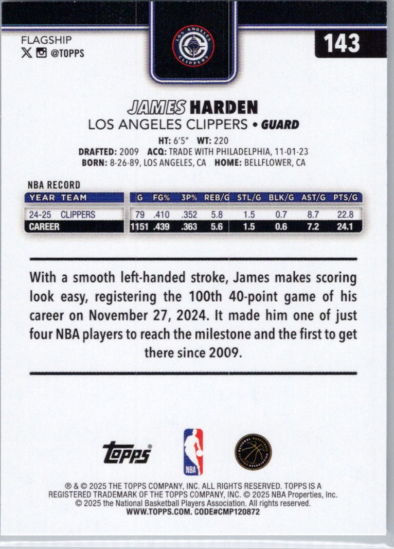 2025-26 Topps #143 James Harden Los Angeles Clippers