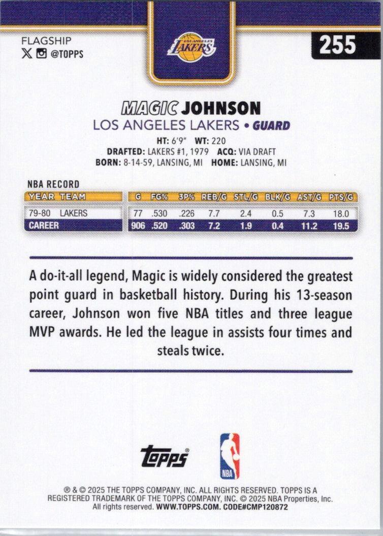 2025-26 Topps #255 Magic Johnson Los Angeles Lakers