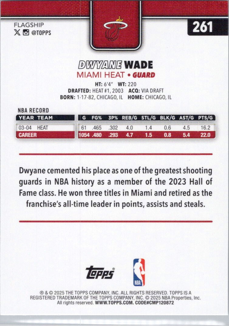 2025-26 Topps #261 Dwyane Wade Miami Heat