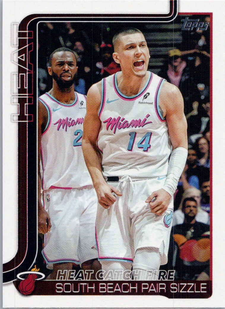 2025-26 Topps #284 Heat Catch Fire: South Beach Pair Sizzle Miami Heat