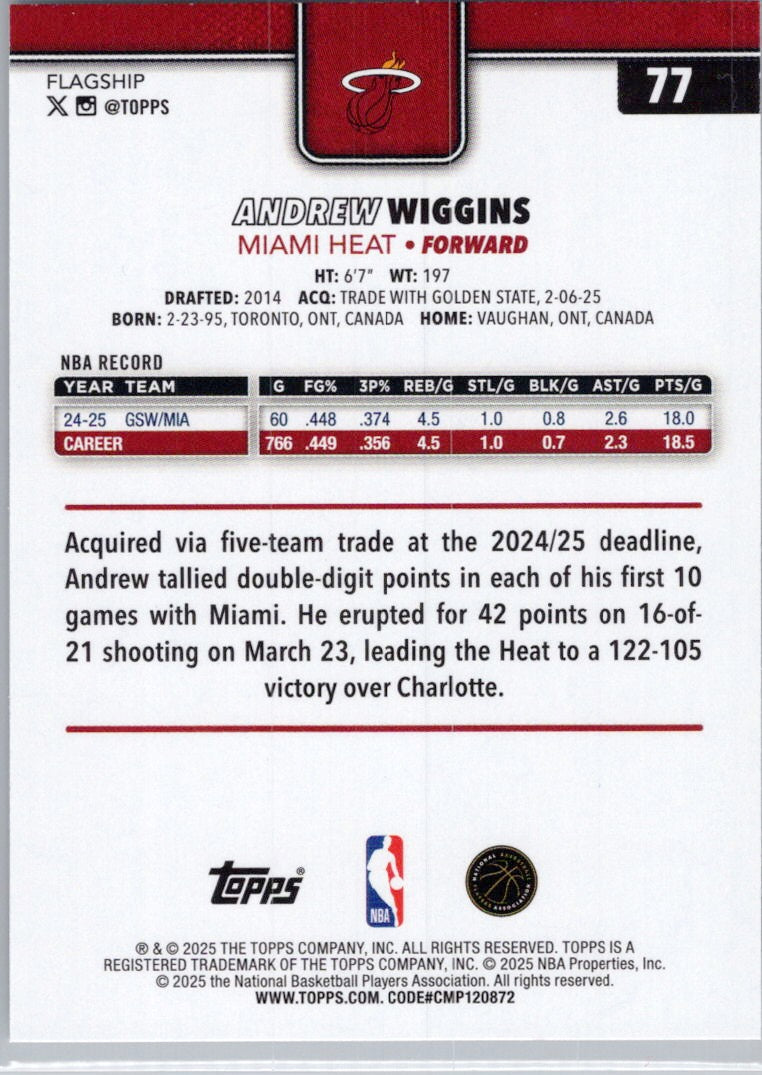 2025-26 Topps #77 Andrew Wiggins Miami Heat