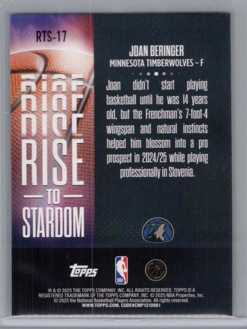 2025-26 Topps #RTS-17 Joan Beringer Rise to Stardom Minnesota Timberwolves