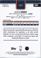 2025-26 Topps #241 Micah Peavy New Orleans Pelicans