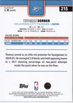 2025-26 Topps #215 Thomas Sorber Oklahoma City Thunder