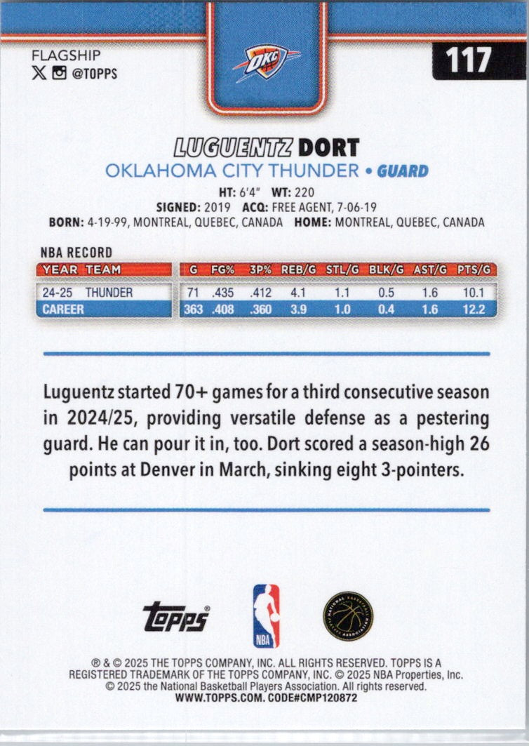 2025-26 Topps #117 Luguentz Dort Oklahoma City Thunder