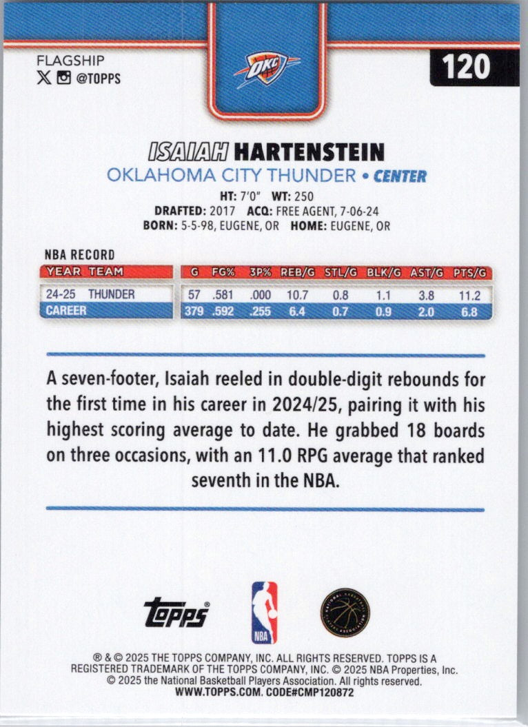 2025-26 Topps #120 Isaiah Hartenstein Oklahoma City Thunder