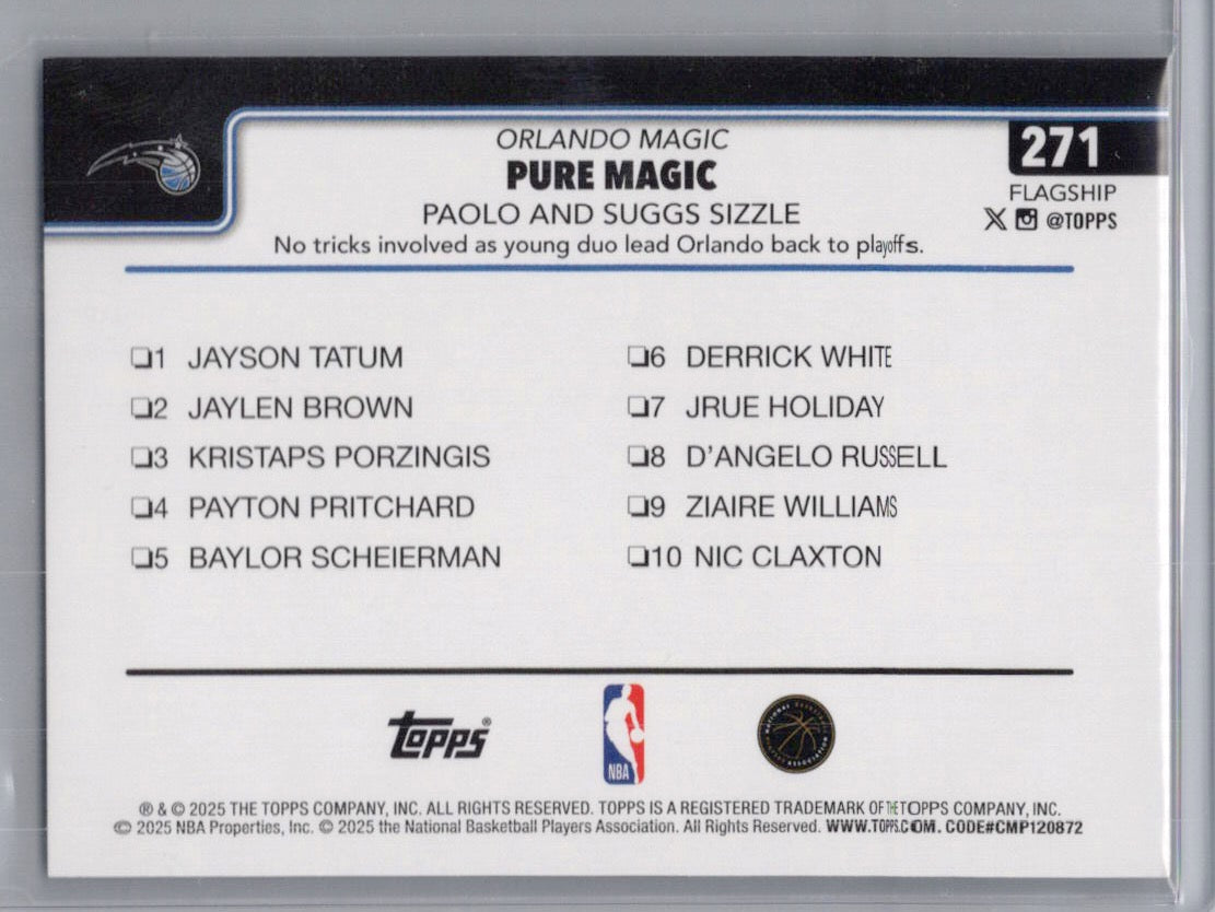 2025-26 Topps #271 Pure Magic, Paolo and Suggs Sizzle Orlando Magic