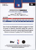 2025-26 Topps #26 Guerschon Yabusele Philadelphia 76ers