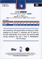 2025-26 Topps #22 Joel Embiid Philadelphia 76ers
